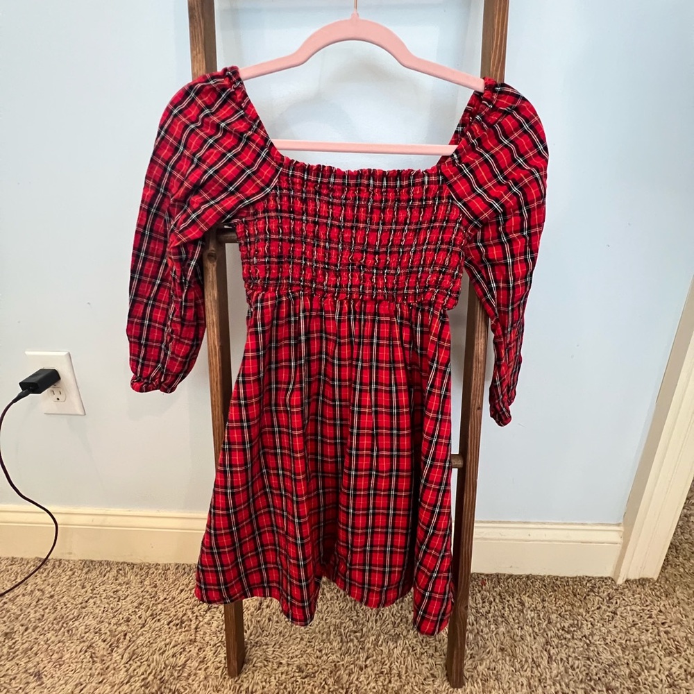 Red Plaid Smocked Dress